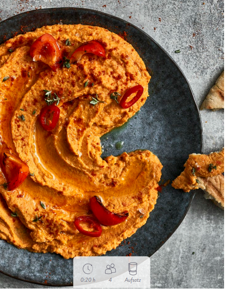 Paprika-Hummus mit Chili